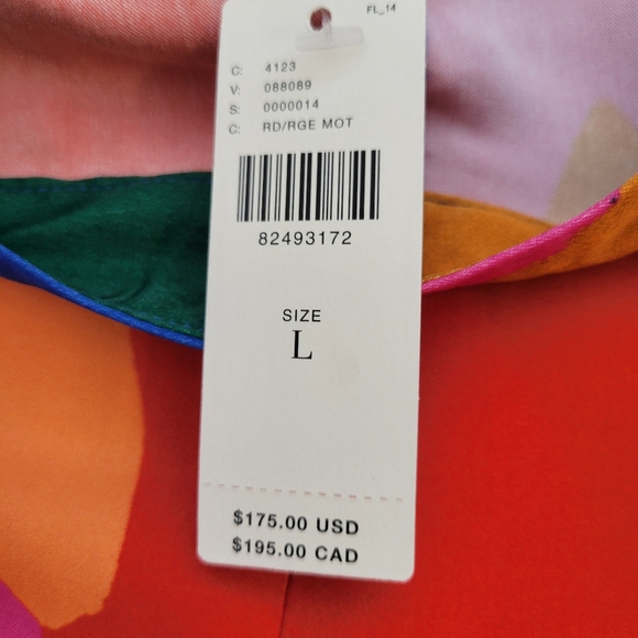 Farm Rio abstract bright print wide leg pants size L work date night  va… - Picture 3 of 10